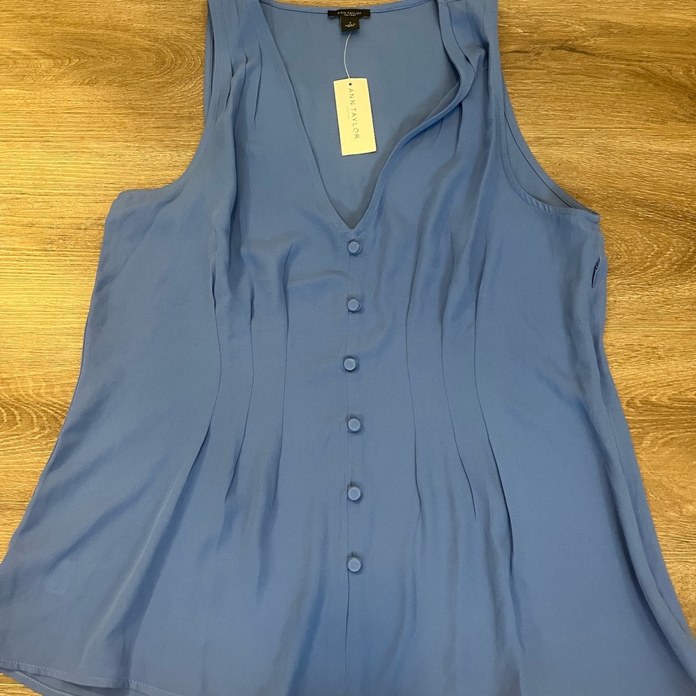 Ann Taylor loft blue top womens 6 small
